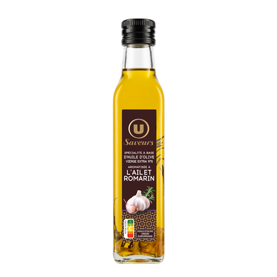 Spécialité à base d'huile d'olive vierge extra 97% aromatisée à l'Ailet au Romarin  bouteille de 25cl