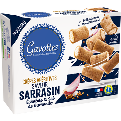 Biscuit apéritif Crêpes saveur sarrasin échalote et sel de Guérande GAVOTTES 80g