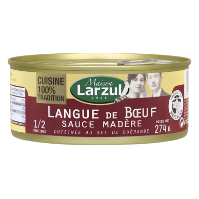 Langue de boeuf sauce madère MAISON LARZUL, boîte de 274g