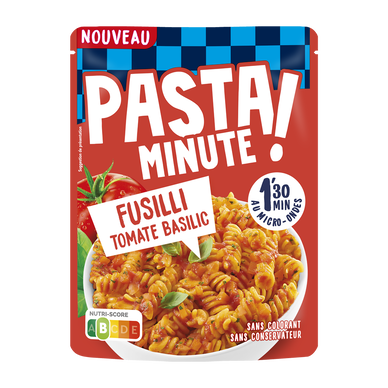 Fusili tomates basilic pasta minute micro ondables 1 minute 30 LUSTUCRU 220g