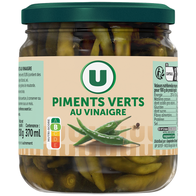 Piments verts au vinaigre bocal 37cl 130g
