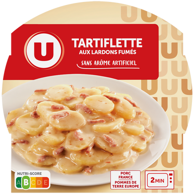 Plat cuisiné Tartiflette aux lardons fumés barquette micro-ondable de300g