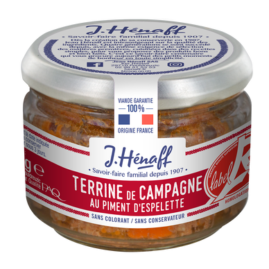 Terrine de campagne au piment d'espelette label rouge, HENAFF 180g