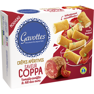 Biscuit apéritif crêpes saveur coppa tomate confite et ail des ours, GAVOTTES, 80g