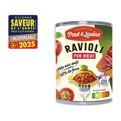 Ravioli pur boeuf PAUL & LOUISE, boîte de 400g