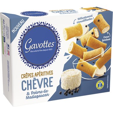 Biscuit apéritif Crêpes chèvre et poibre de Madagascar GAVOTTES 80g
