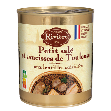 Plat cuisiné Petit salé aux lentilles cuisininées RIVIERE boite 4/4 840g