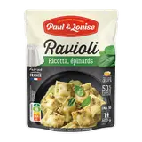 Plat cuisiné Ravioli Ricotta Epinards PAUL & LOUISE, sachet 300g