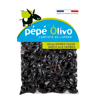 Olives Noires Façon Grèce aux Herbes de Provence 180g
