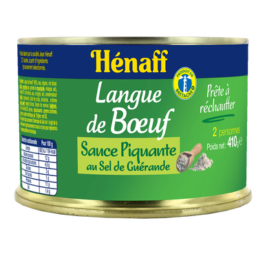 Langue de boeuf sauce piquante HENAFF, Boîte de 410g