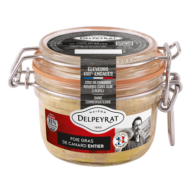 Foie gras canard entier Sud-Ouest DELPEYRAT bocal 125g