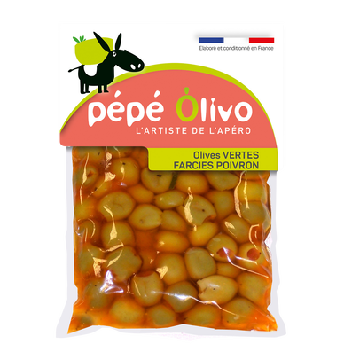 Olives Vertes Farcies aux Poivrons 180g