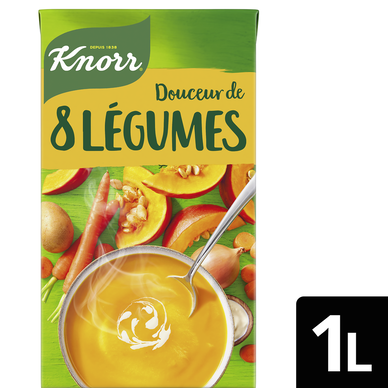 Soupe Douceur 8 Légumes Crème fraîche française KNORR & LA POTAGERE, Brique 1L