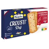 Crousti Déj cranberries et céréales PASQUIER, paquet de 15, 150g