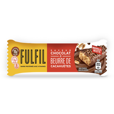 Barre protéinée avec vitamines beurre de cacahuète & chocolat FULFIL,55g