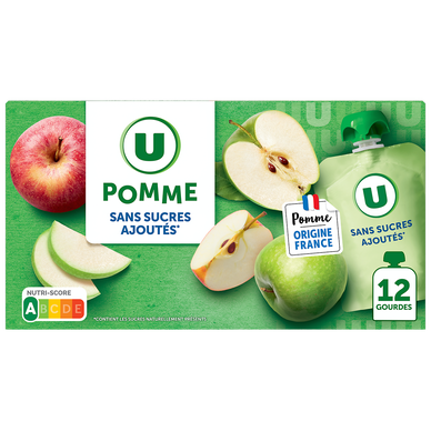 Gourdes dessert fruitier à la pomme sans sucre ajouté 12x90g