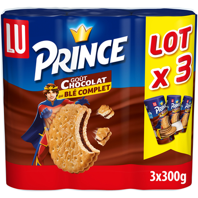 Biscuits céréaliers fourrés au chocolat, Prince, LU, 3x300g