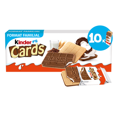 Gâteau KINDER CARDS lait et cacao T10, x10 étuis de 2 biscuits, 256g