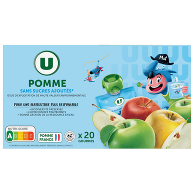 Gourdes dessert fruitier à la pomme sans sucres ajoutés 20x90g