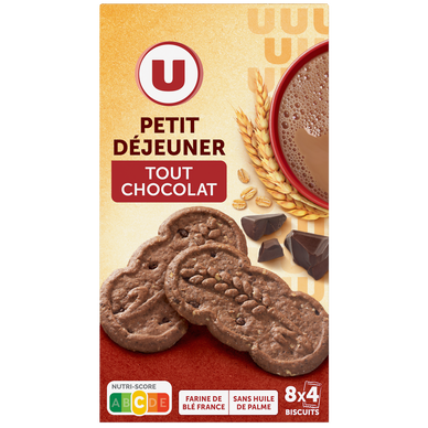Biscuits Petit déjeuner tout chocolat paquet de 400g