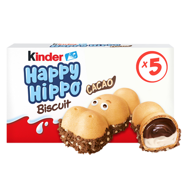 Biscuit chocolat KINDER HAPPY Hippo Cacao, 5 pièces, 104g