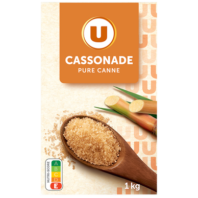 Sucre poudre cassonade, étui bec verseur, 1kg