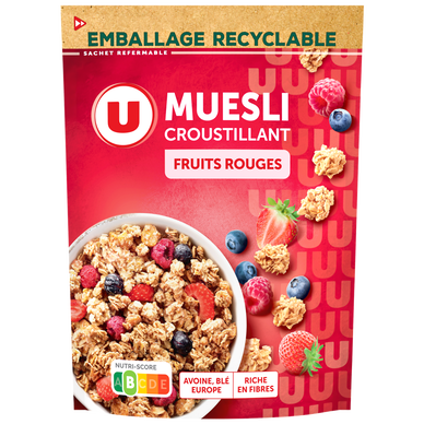 Céréales Muesli croustillant aux fruits rouges  doypack de 500g