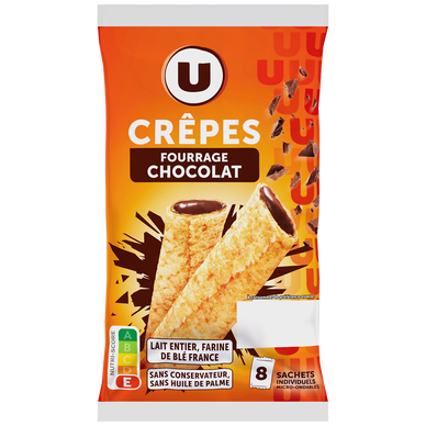 Crêpes fourrées chocolat U x8 256g