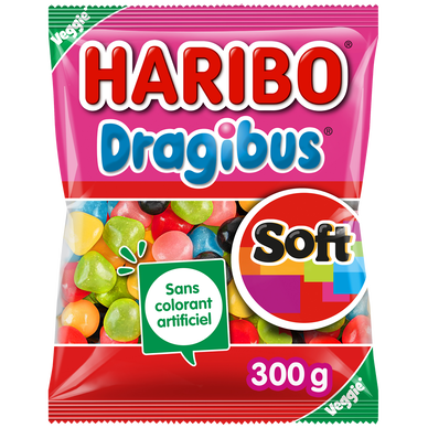 Confiserie dragéifiée dragibus soft HARIBO sachet 300g