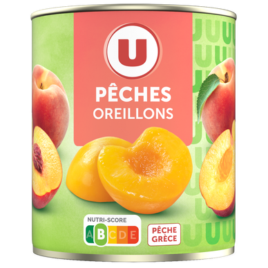 Oreillons de Pêches au sirop léger  boîte de 465g
