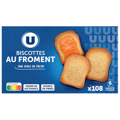 Biscottes froment sans huile de palme  x108 - 6 sachets