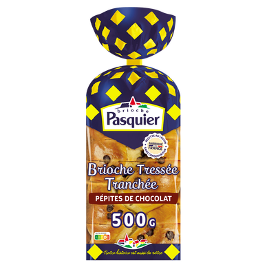 Brioche tressée tranchée pépites de chocolat BRIOCHE PASQUIER - 500g
