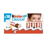 Barres chocolat au lait KINDER, x16 soit Tablette de 200g