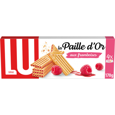 Gaufrettes croustillantes à la framboise, Paille D'Or, LU, 4 sachets individuels, 170g