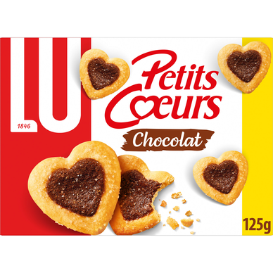Biscuits feuilleté chocolat, Petits Coeurs, LU, 125g