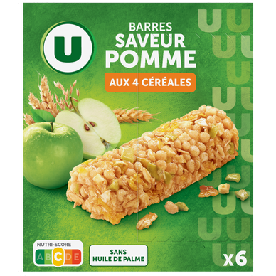 Barres de céréales saveur pomme verte  6x125g