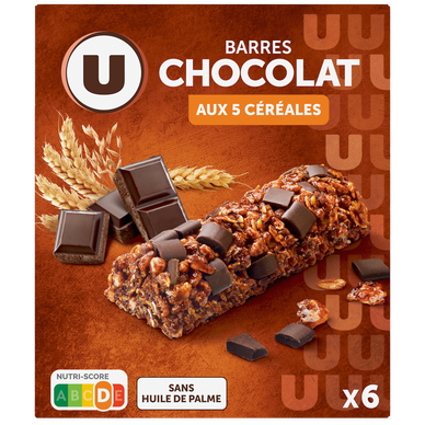 Barres de céréales chocolat noir aux 5 céréales - 126g x6