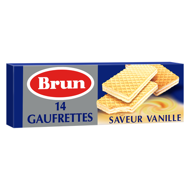 Biscuits gaufrettes fourrées saveur vanille BRUN, paquet de 146g