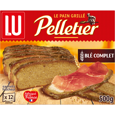 Biscottes pain blé complet grillé, PELLETIER, 500g