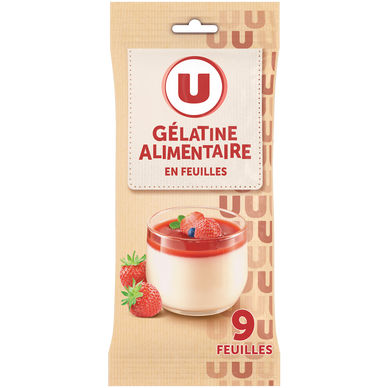 Gélatine alimentaire  9 feuilles  -  17g