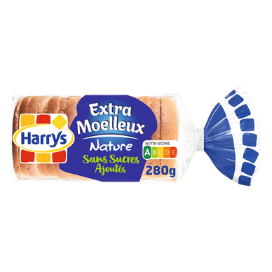 Pain de mie extra moelleux nature sans sucres ajoutés HARRYS, 280g