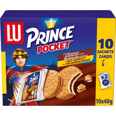 Biscuits fourrés au chocolat au blé complet PRINCE, paquet de 400g
