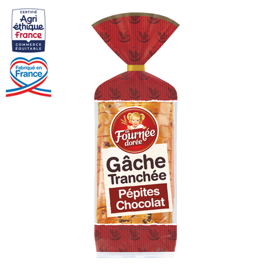 Gâche tranchée aux pépites de chocolat LA FOURNEE DOREE, 500g