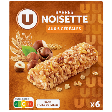 Barres de céréales noisettes  x6  -  125g