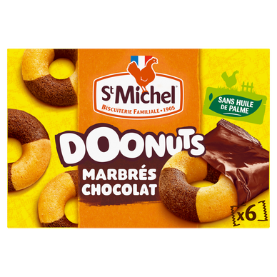 Gâteaux Donuts marbrés chocolat - ST MICHEL - x6 - 180g