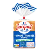 Pain de mie nature maxi tranches sans sucres ajoutés JACQUET - 14 tranches - 550g