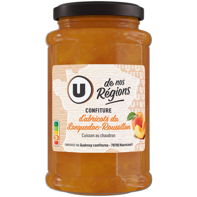 Confiture d'abricots récoltés dans le Languedoc-Roussillon ,pot de 315g