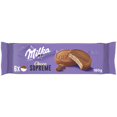 Biscuits gaufrettes enrobés chocolat supreme au lait MILKA - Paquet de180g