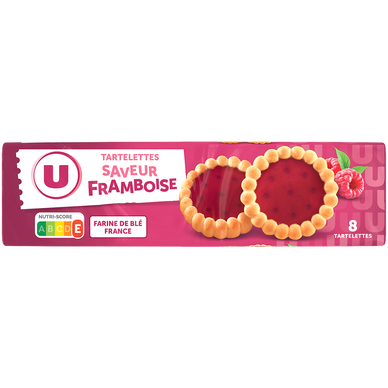 Tartelettes rondes saveur framboise, x8, 150g