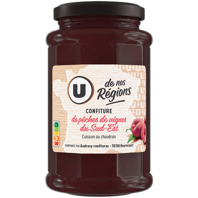 Confiture extra pêches de vigne Vallée du Rhône , Pot 315g